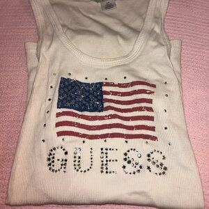 Vintage Guess American flag rhinestone tank top